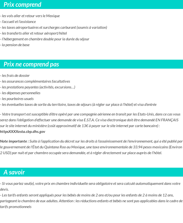 Conditions tarifaires