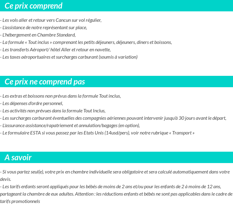 Conditions tarifaires