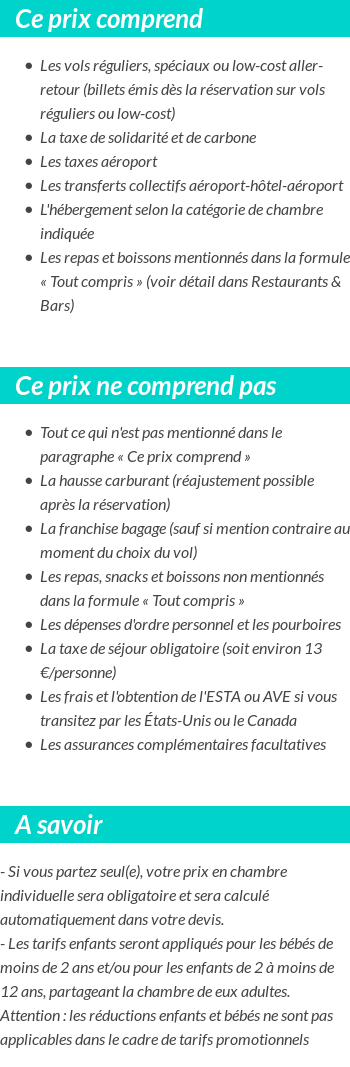 Conditions tarifaires