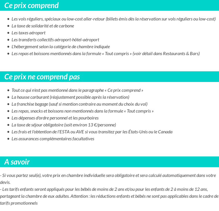 Conditions tarifaires
