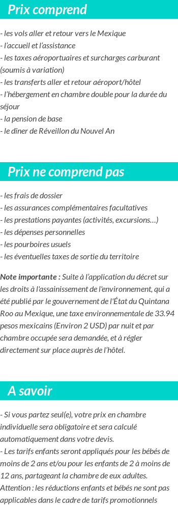 Conditions tarifaires