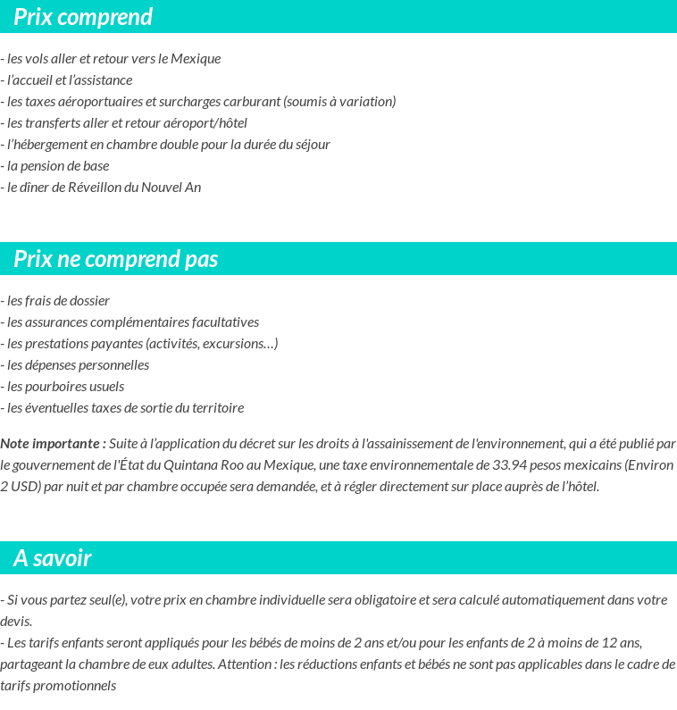 Conditions tarifaires