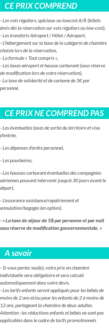 Conditions tarifaires