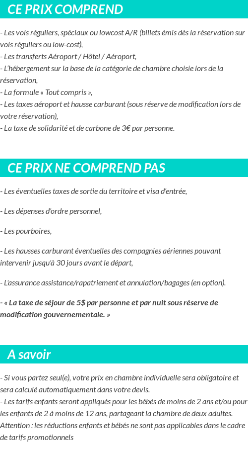 Conditions tarifaires