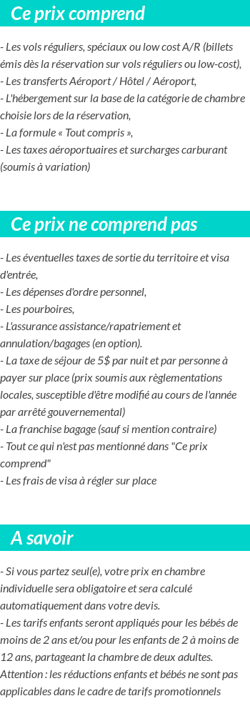 Conditions tarifaires