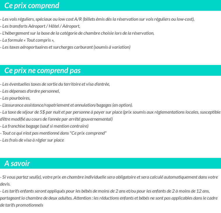 Conditions tarifaires
