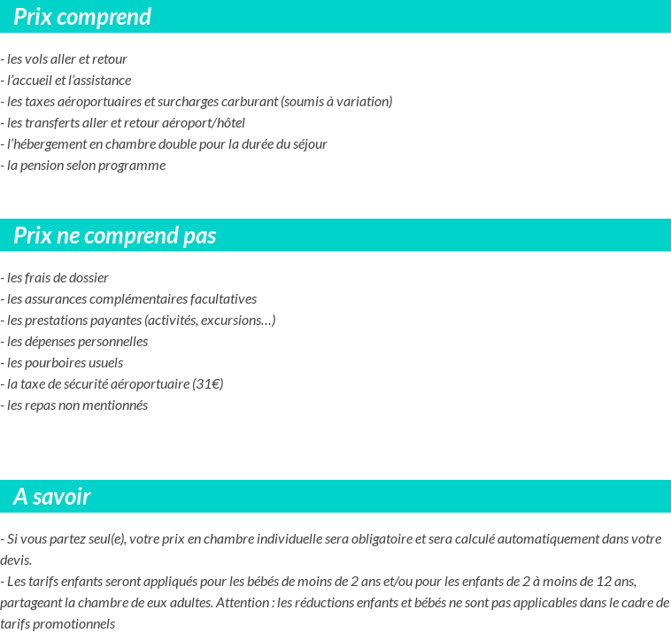 Conditions tarifaires