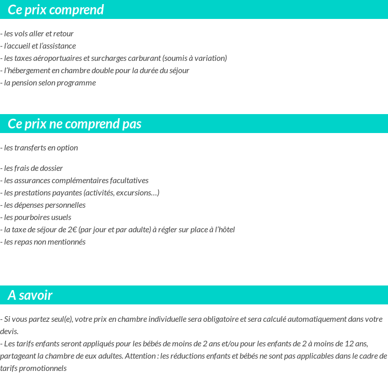 Conditions tarifaires