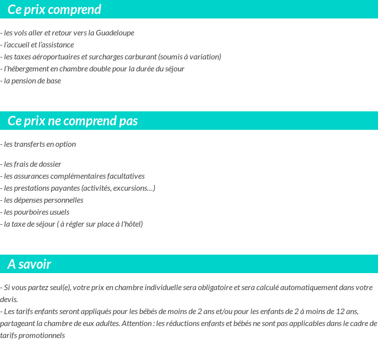 Conditions tarifaires