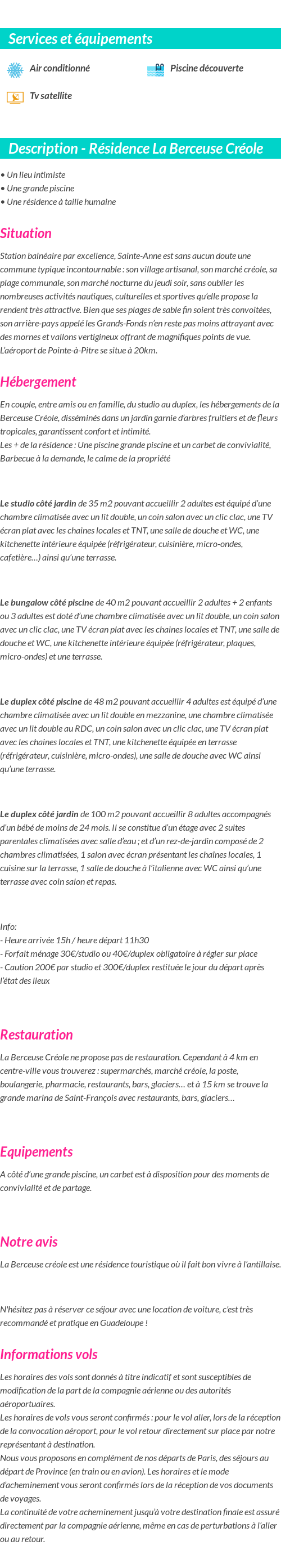 Détails du séjour