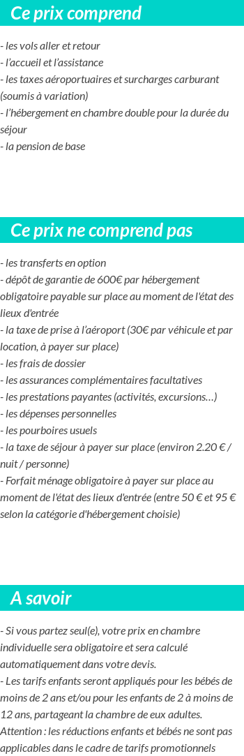 Conditions tarifaires