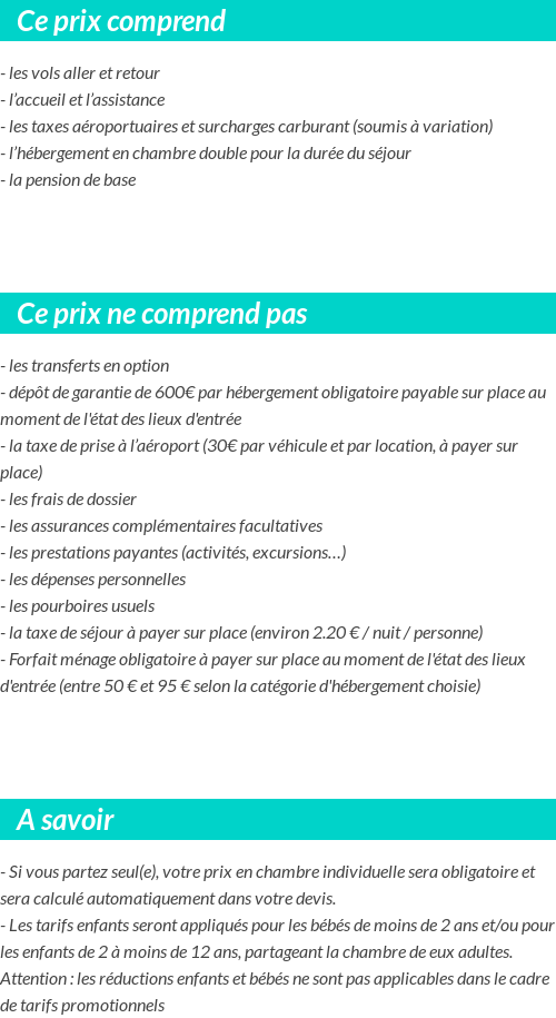 Conditions tarifaires