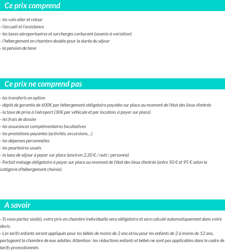 Conditions tarifaires