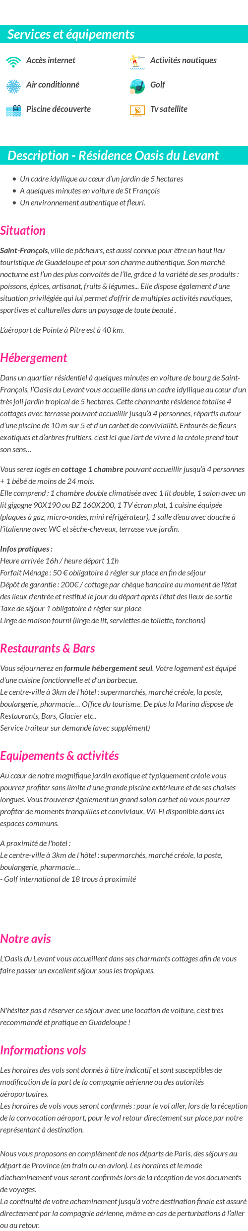 Détails du séjour
