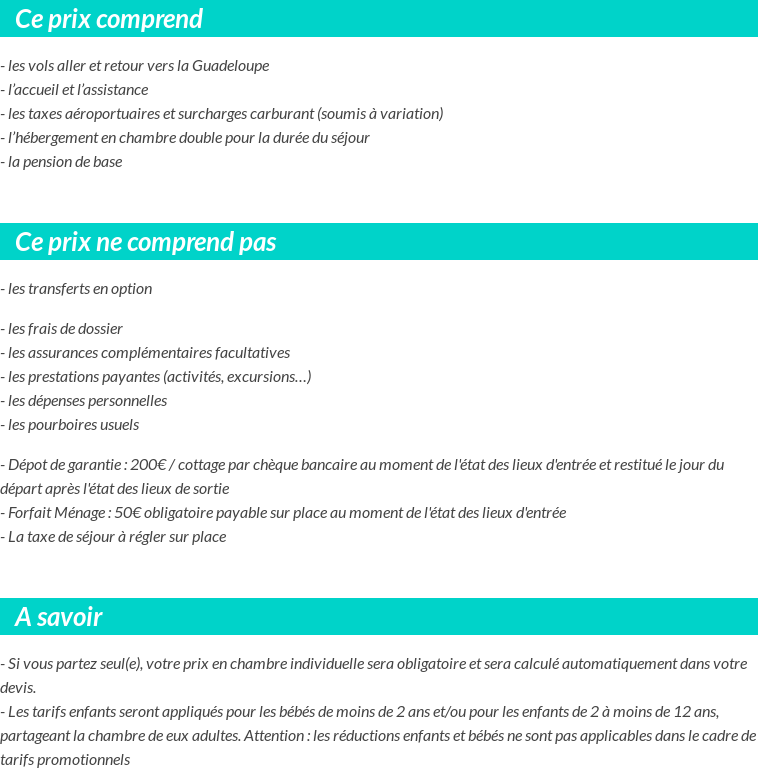 Conditions tarifaires
