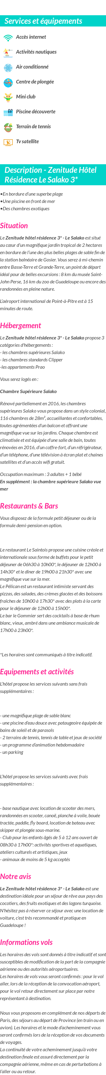 Détails du séjour
