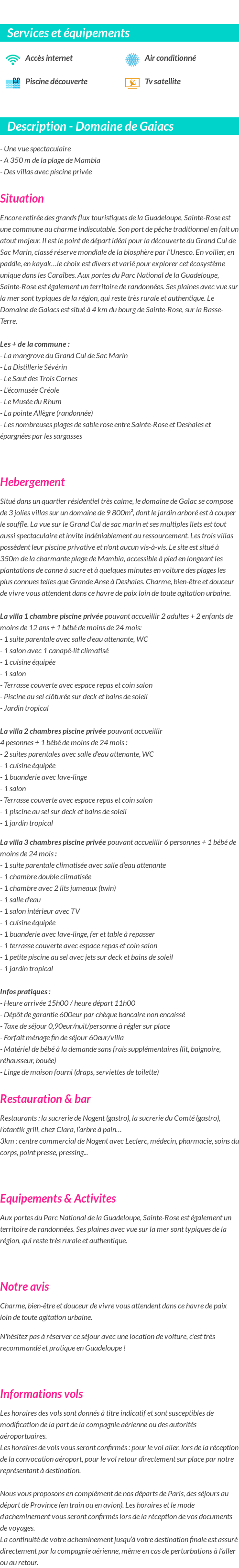 Détails du séjour