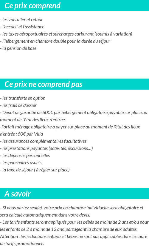Conditions tarifaires