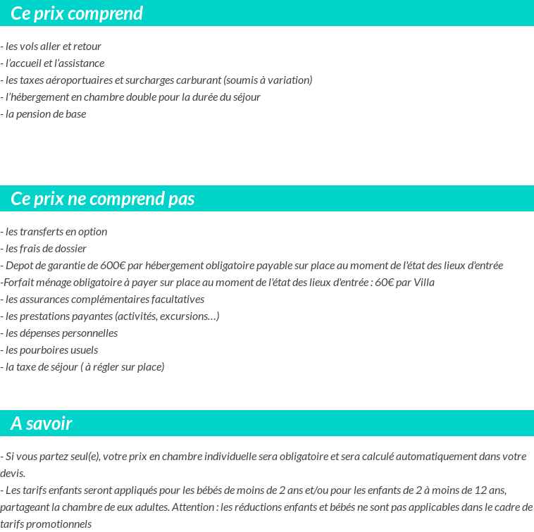 Conditions tarifaires