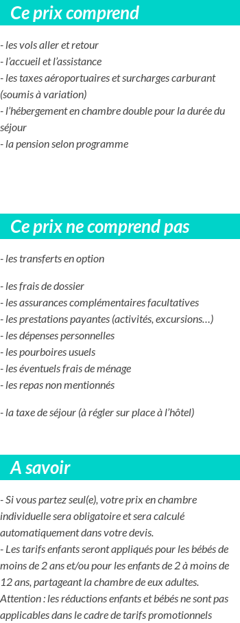 Conditions tarifaires