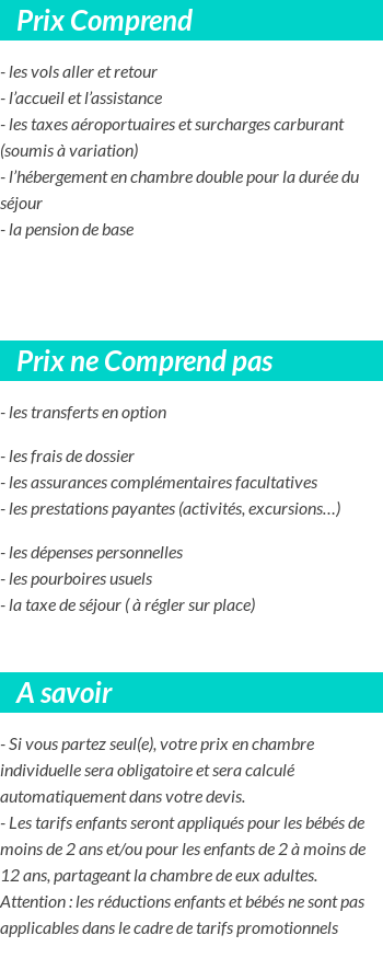 Conditions tarifaires