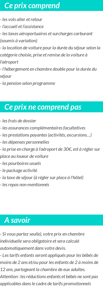 Conditions tarifaires