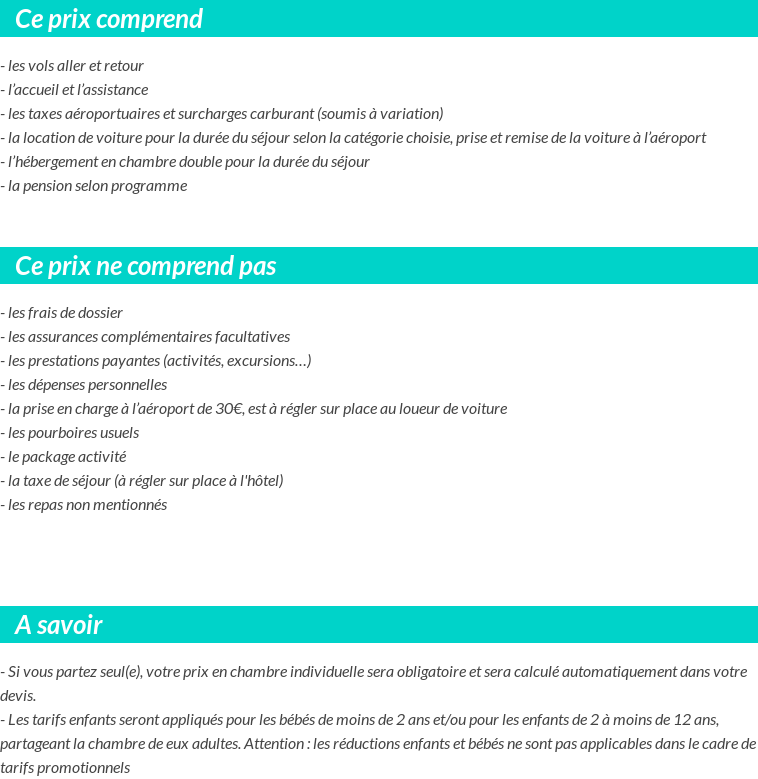 Conditions tarifaires