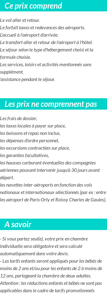 Conditions tarifaires