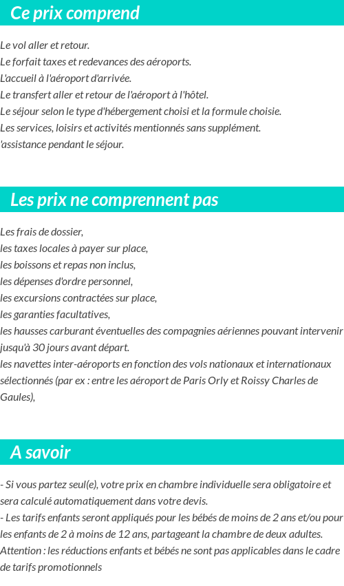 Conditions tarifaires
