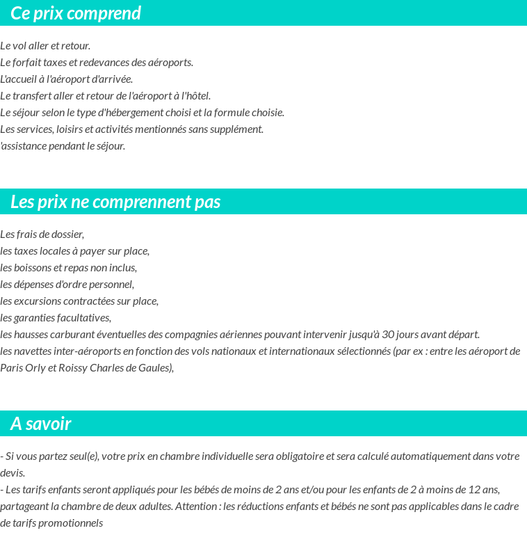 Conditions tarifaires