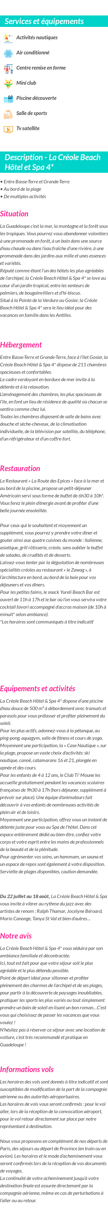 Détails du séjour