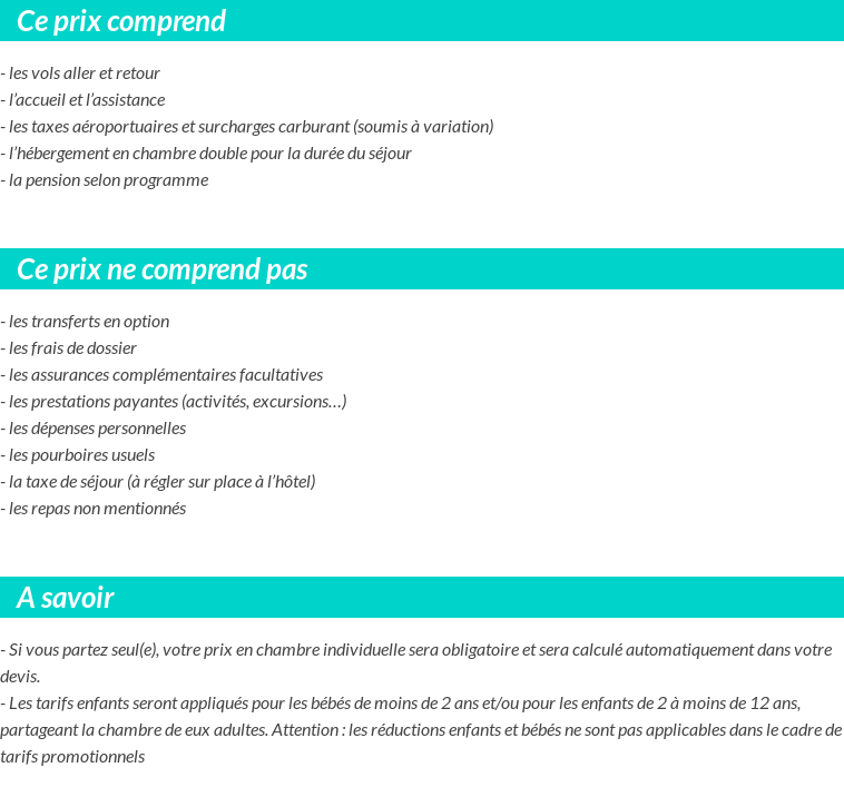 Conditions tarifaires