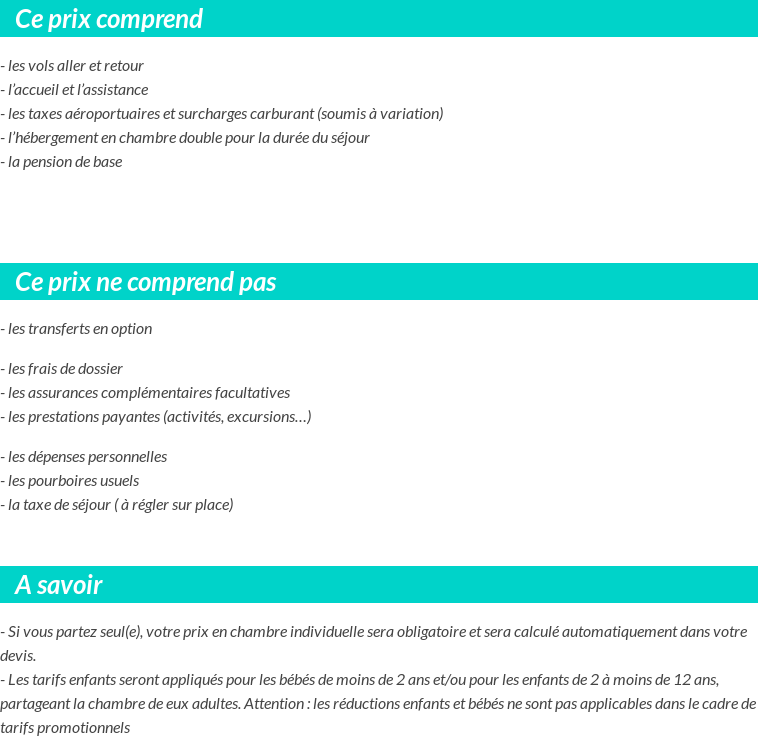 Conditions tarifaires