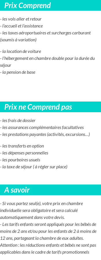 Conditions tarifaires