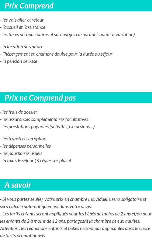 Conditions tarifaires