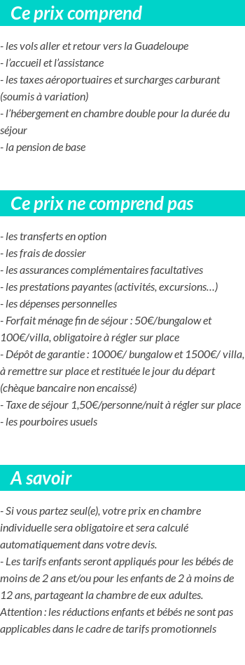 Conditions tarifaires