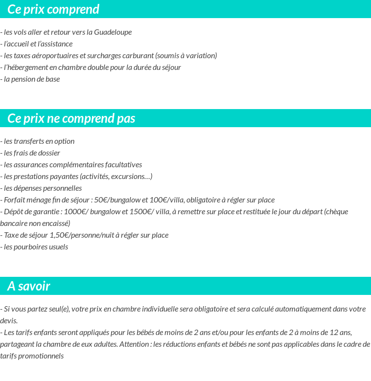 Conditions tarifaires
