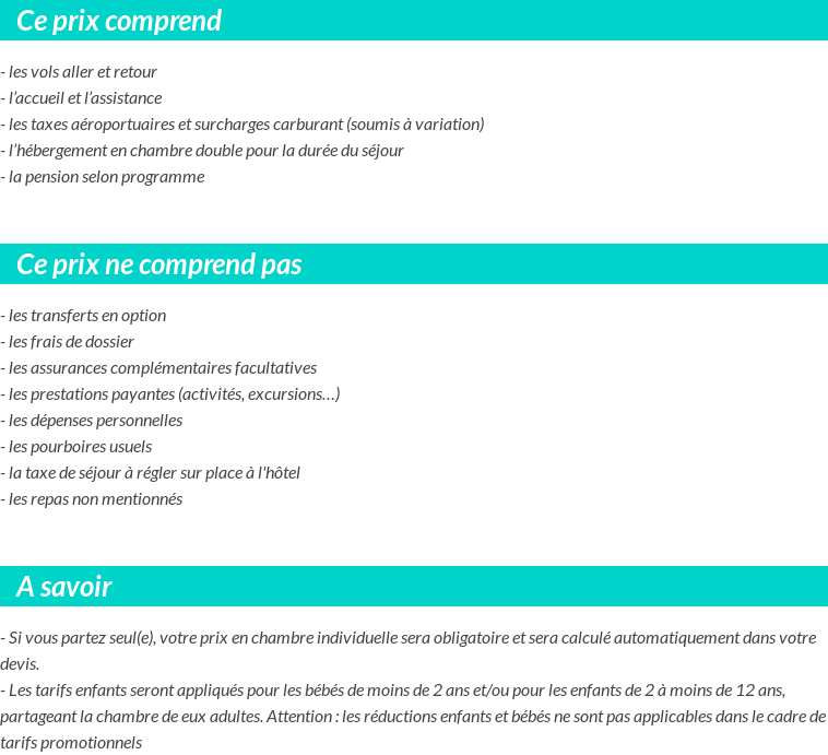 Conditions tarifaires