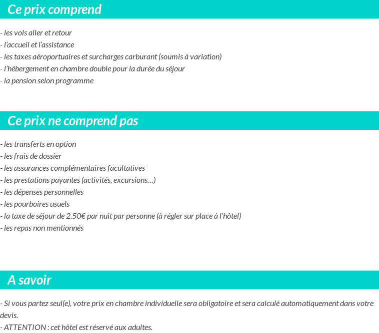 Conditions tarifaires