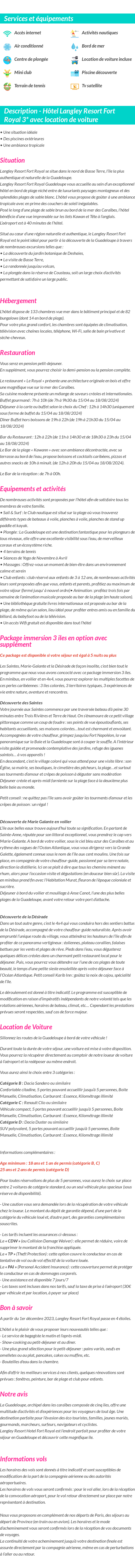Détails du séjour