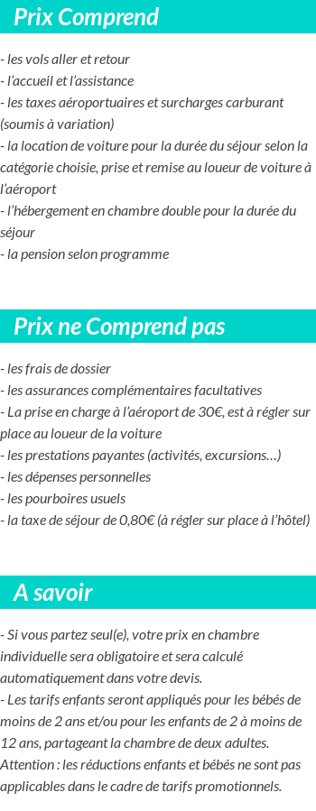 Conditions tarifaires