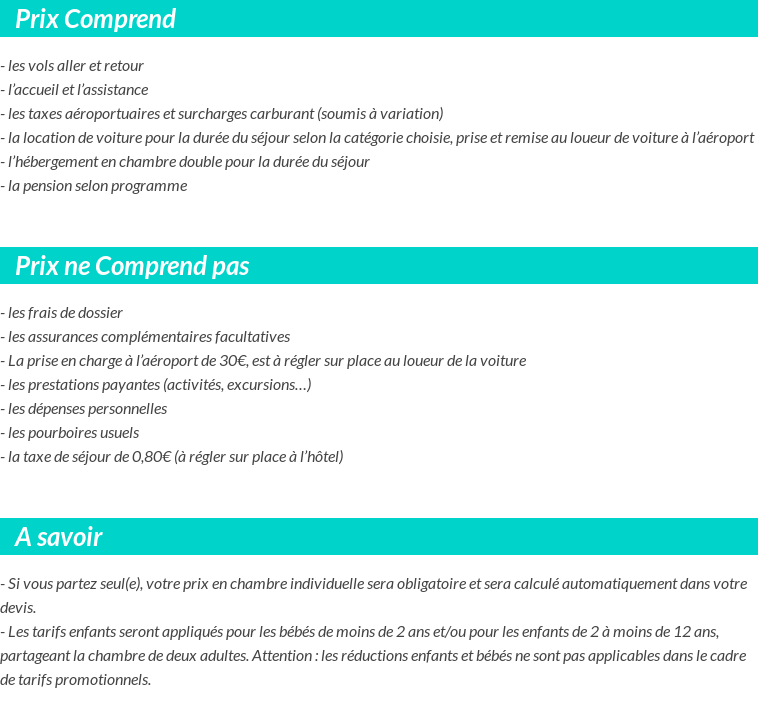 Conditions tarifaires