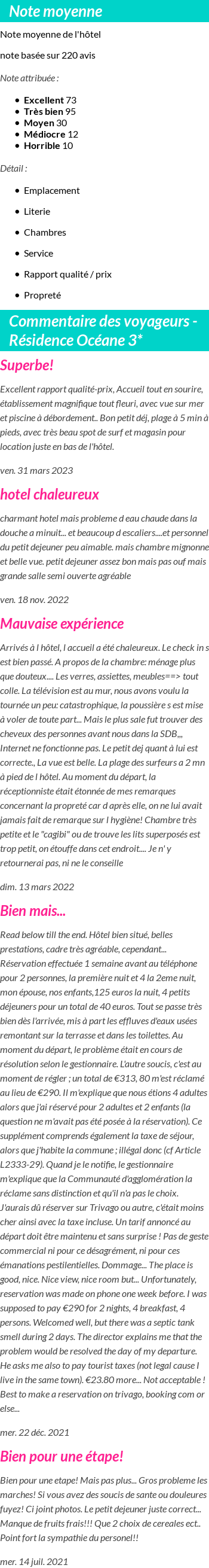 Avis clients