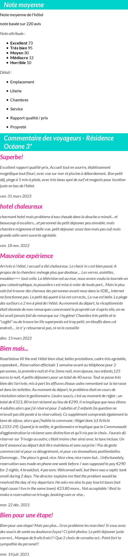 Avis clients
