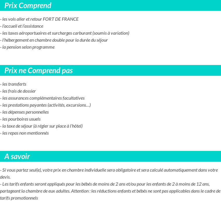 Conditions tarifaires