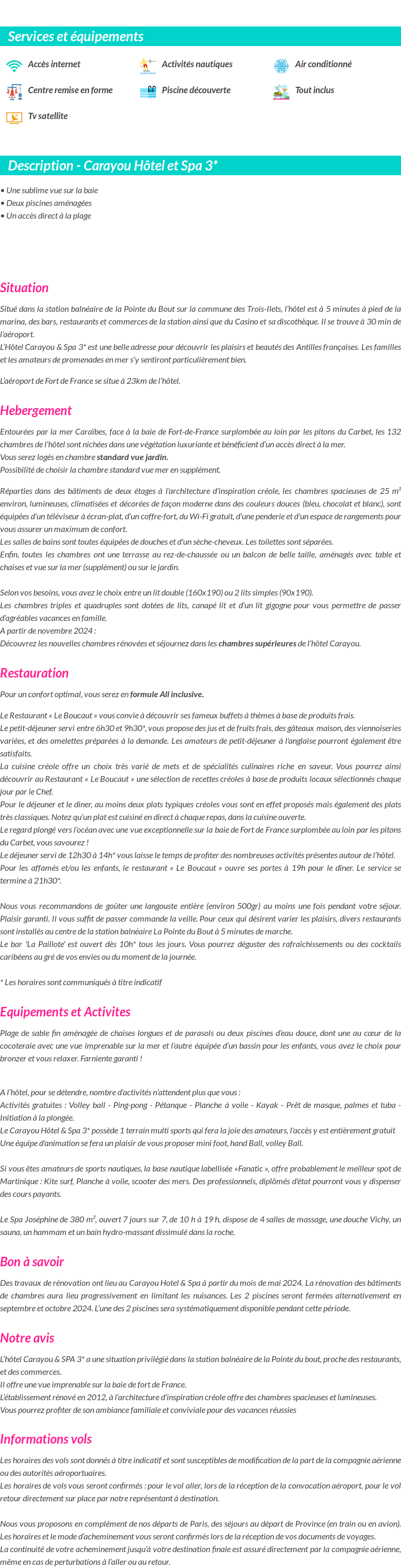 Détails du séjour