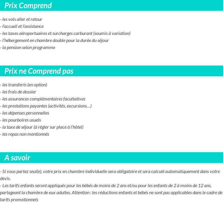 Conditions tarifaires