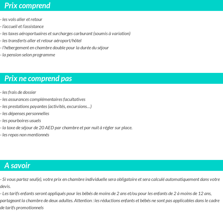 Conditions tarifaires