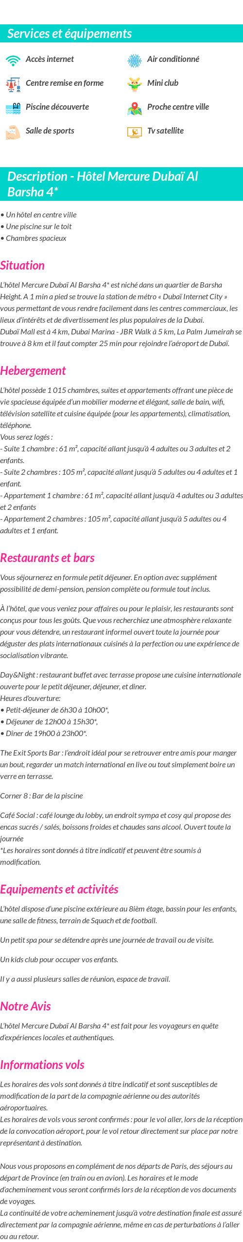 Détails du séjour