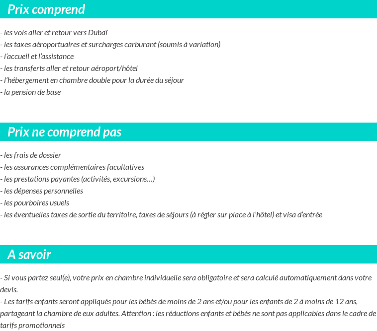 Conditions tarifaires